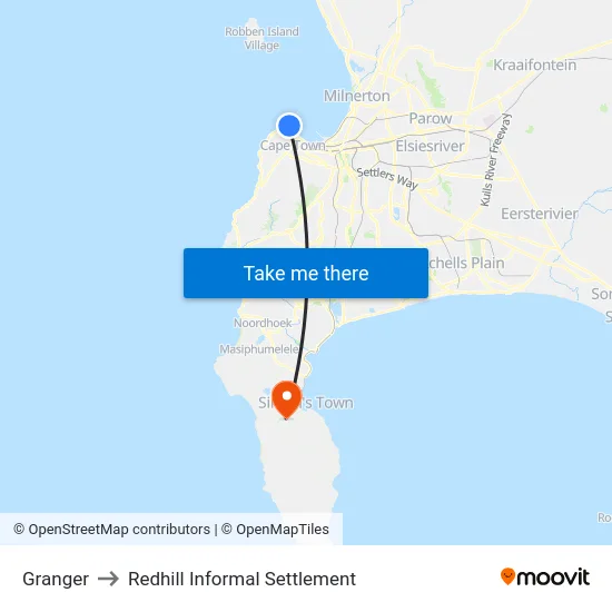 Granger to Redhill Informal Settlement map