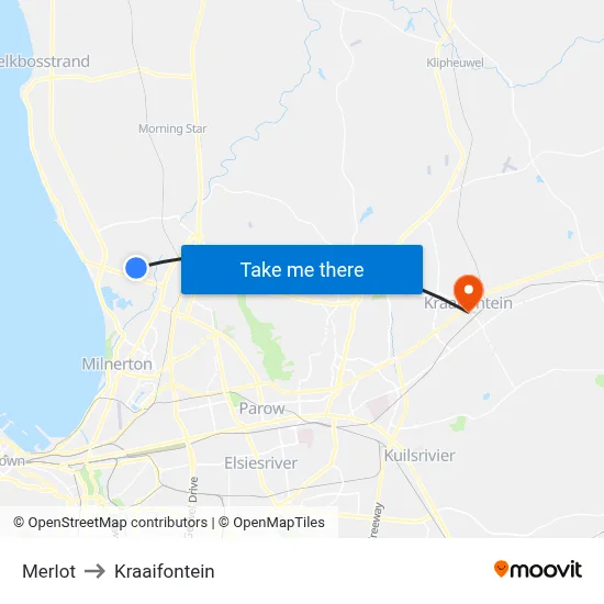 Merlot to Kraaifontein map
