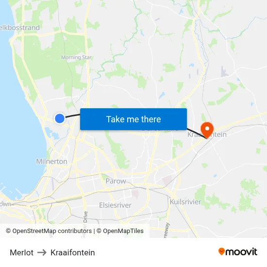 Merlot to Kraaifontein map