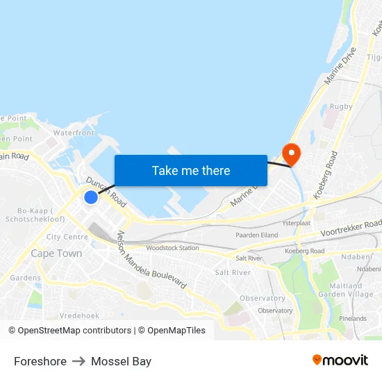 Foreshore to Mossel Bay map