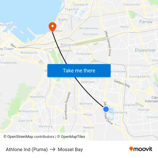 Athlone Ind (Puma) to Mossel Bay map