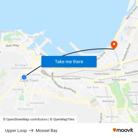 Upper Loop to Mossel Bay map