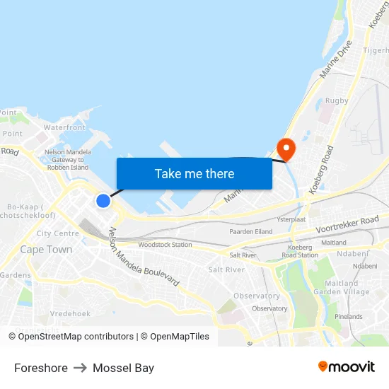 Foreshore to Mossel Bay map