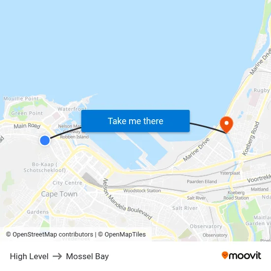 High Level to Mossel Bay map