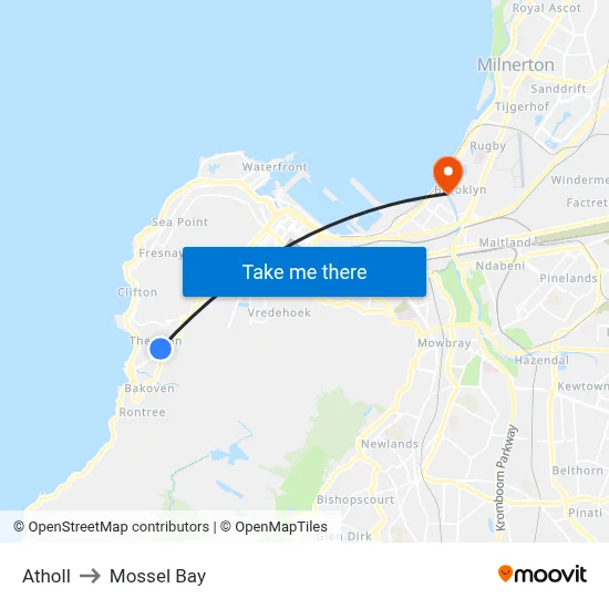 Atholl to Mossel Bay map