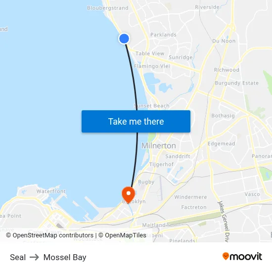 Seal to Mossel Bay map