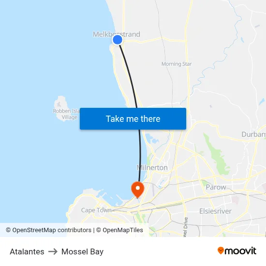 Atalantes to Mossel Bay map