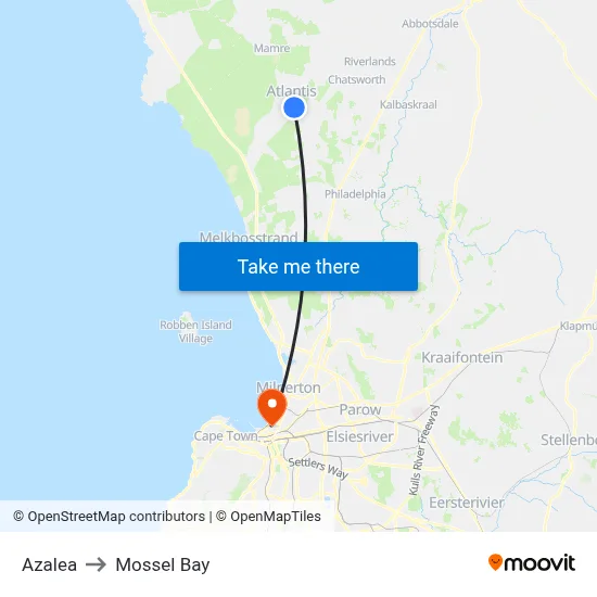 Azalea to Mossel Bay map