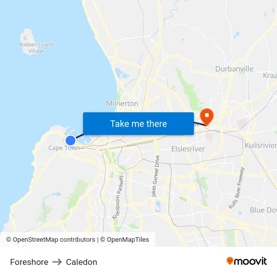 Foreshore to Caledon map
