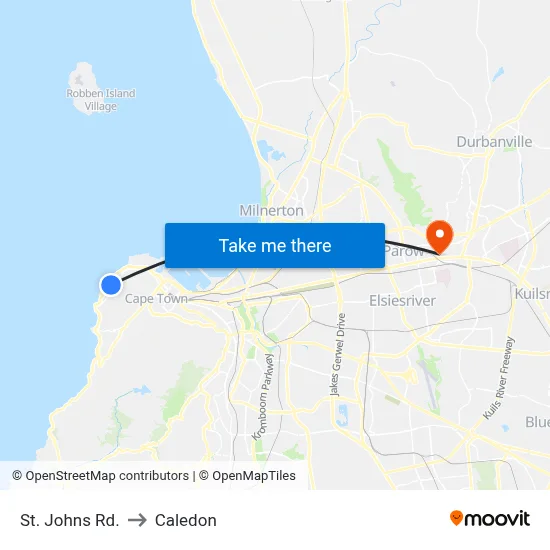 St. Johns Rd. to Caledon map