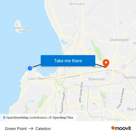 Green Point to Caledon map