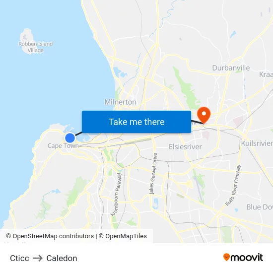 Cticc to Caledon map