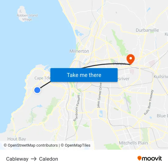 Cableway to Caledon map