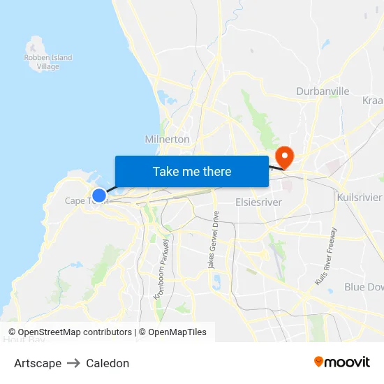 Artscape to Caledon map
