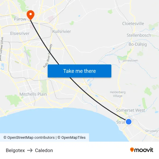 Belgotex to Caledon map