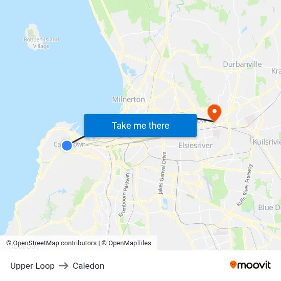 Upper Loop to Caledon map