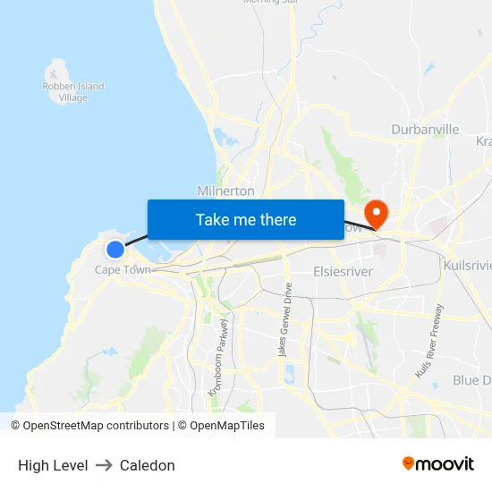 High Level to Caledon map