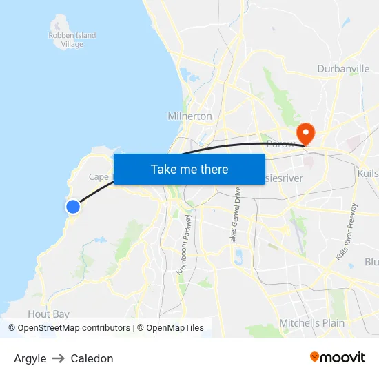 Argyle to Caledon map