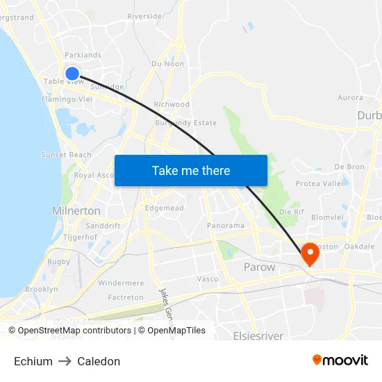 Echium to Caledon map