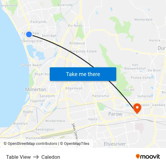 Table View to Caledon map