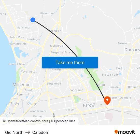 Gie North to Caledon map