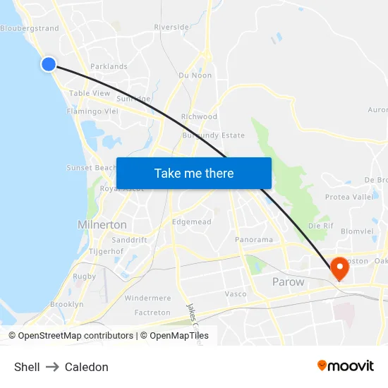 Shell to Caledon map