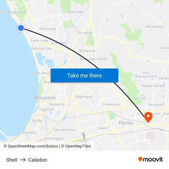 Shell to Caledon map