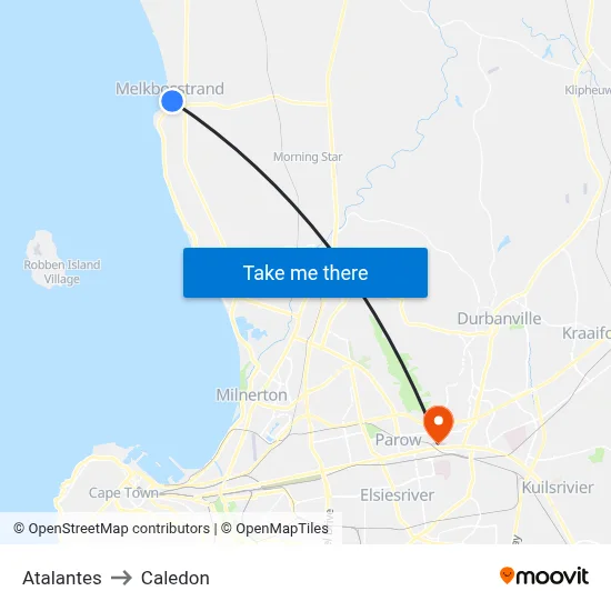 Atalantes to Caledon map