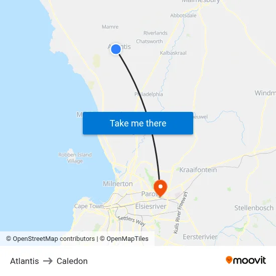 Atlantis to Caledon map