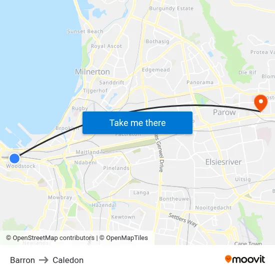 Barron to Caledon map