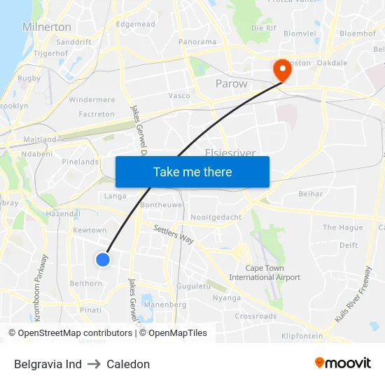 Belgravia Ind to Caledon map