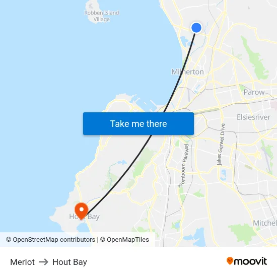 Merlot to Hout Bay map