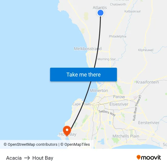 Acacia to Hout Bay map