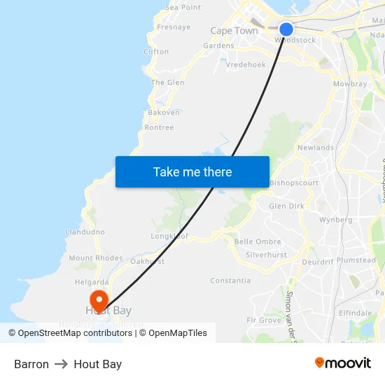 Barron to Hout Bay map
