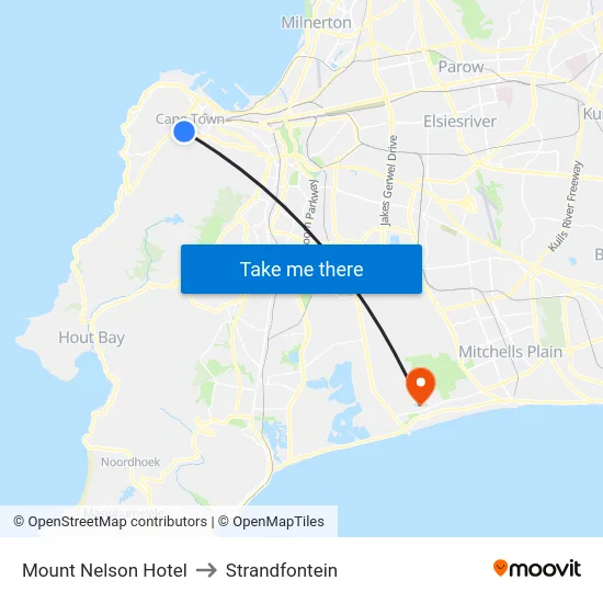 Mount Nelson Hotel to Strandfontein map
