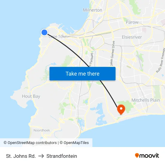 St. Johns Rd. to Strandfontein map
