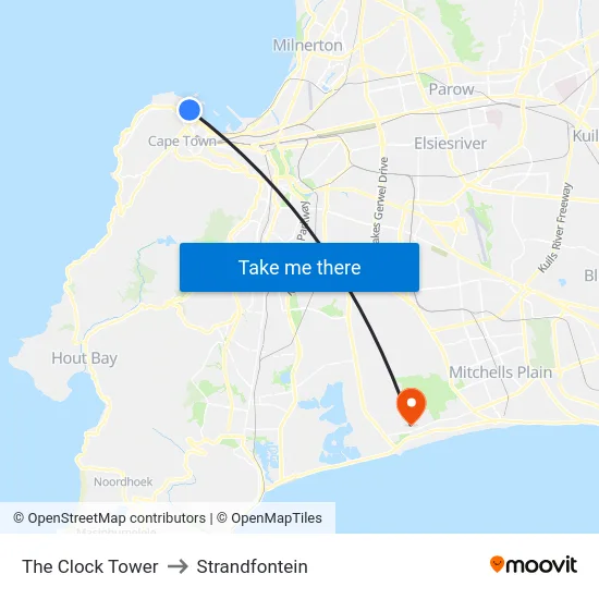 The Clock Tower to Strandfontein map
