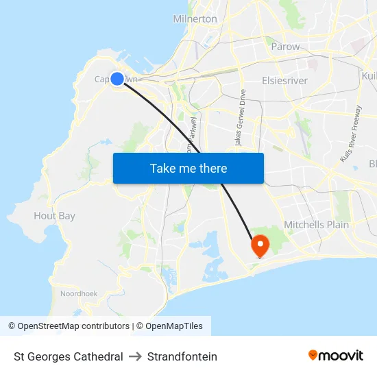 St Georges Cathedral to Strandfontein map