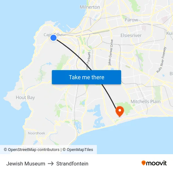 Jewish Museum to Strandfontein map