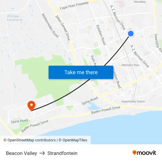 Beacon Valley to Strandfontein map