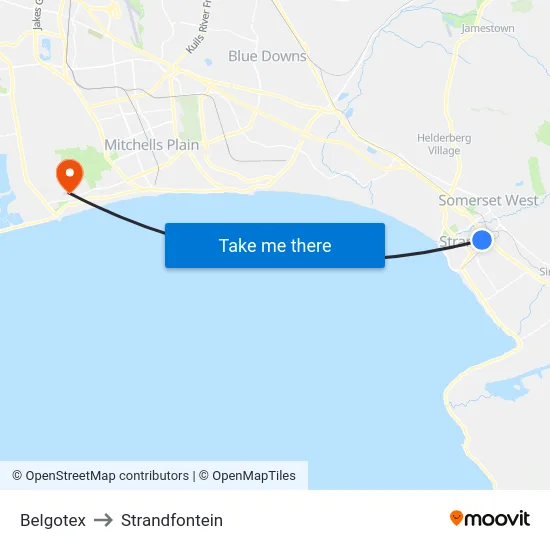 Belgotex to Strandfontein map