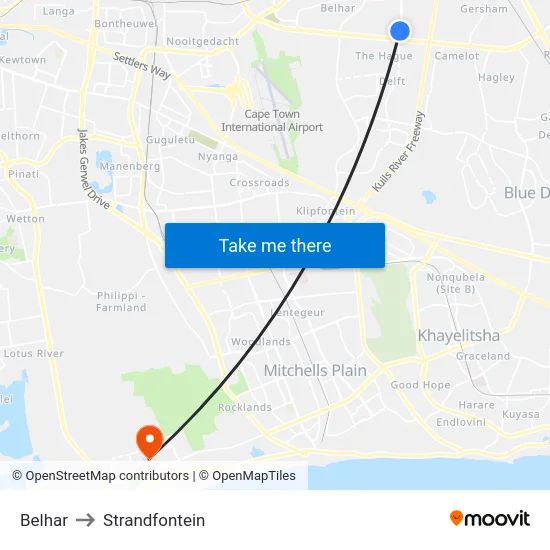 Belhar to Strandfontein map