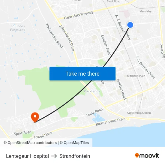 Lentegeur Hospital to Strandfontein map