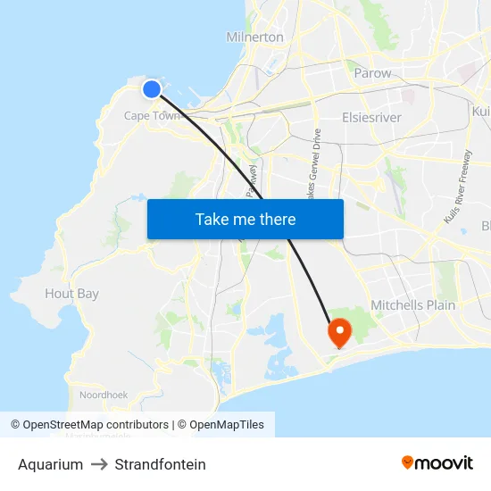 Aquarium to Strandfontein map