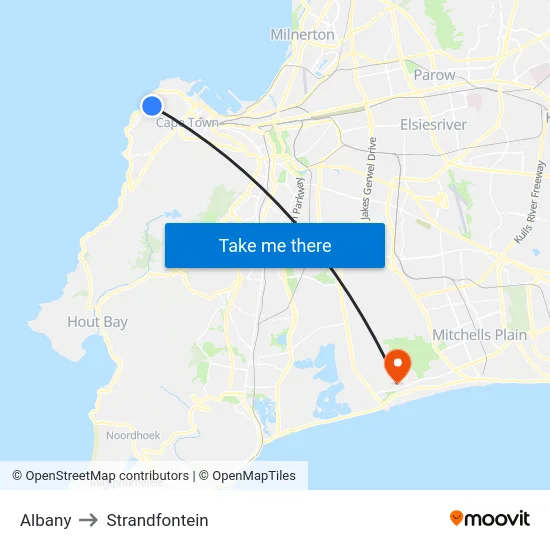 Albany to Strandfontein map