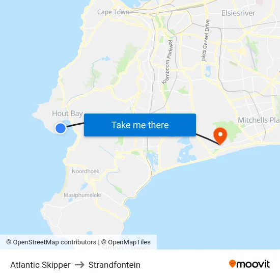 Atlantic Skipper to Strandfontein map