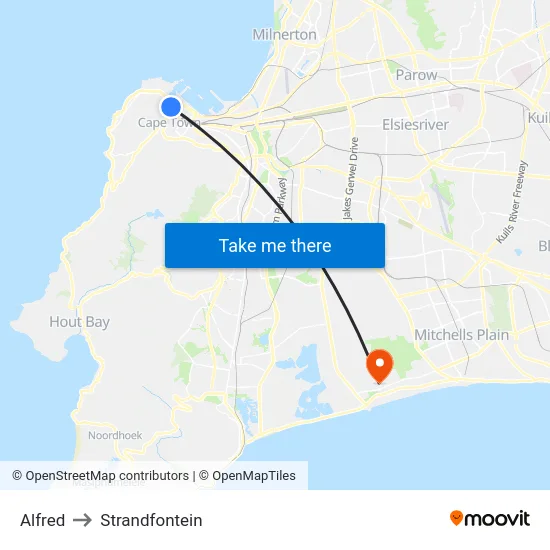 Alfred to Strandfontein map