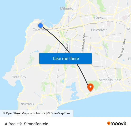 Alfred to Strandfontein map