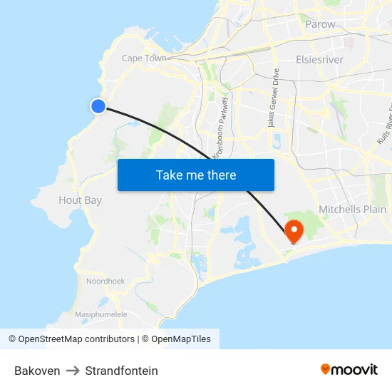 Bakoven to Strandfontein map