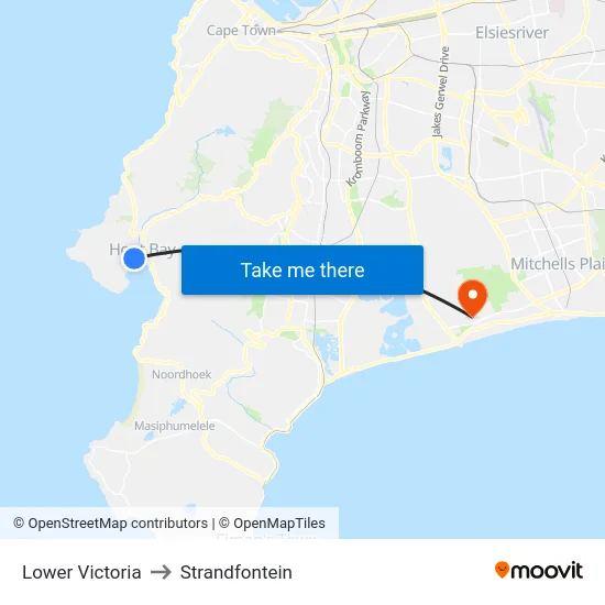 Lower Victoria to Strandfontein map